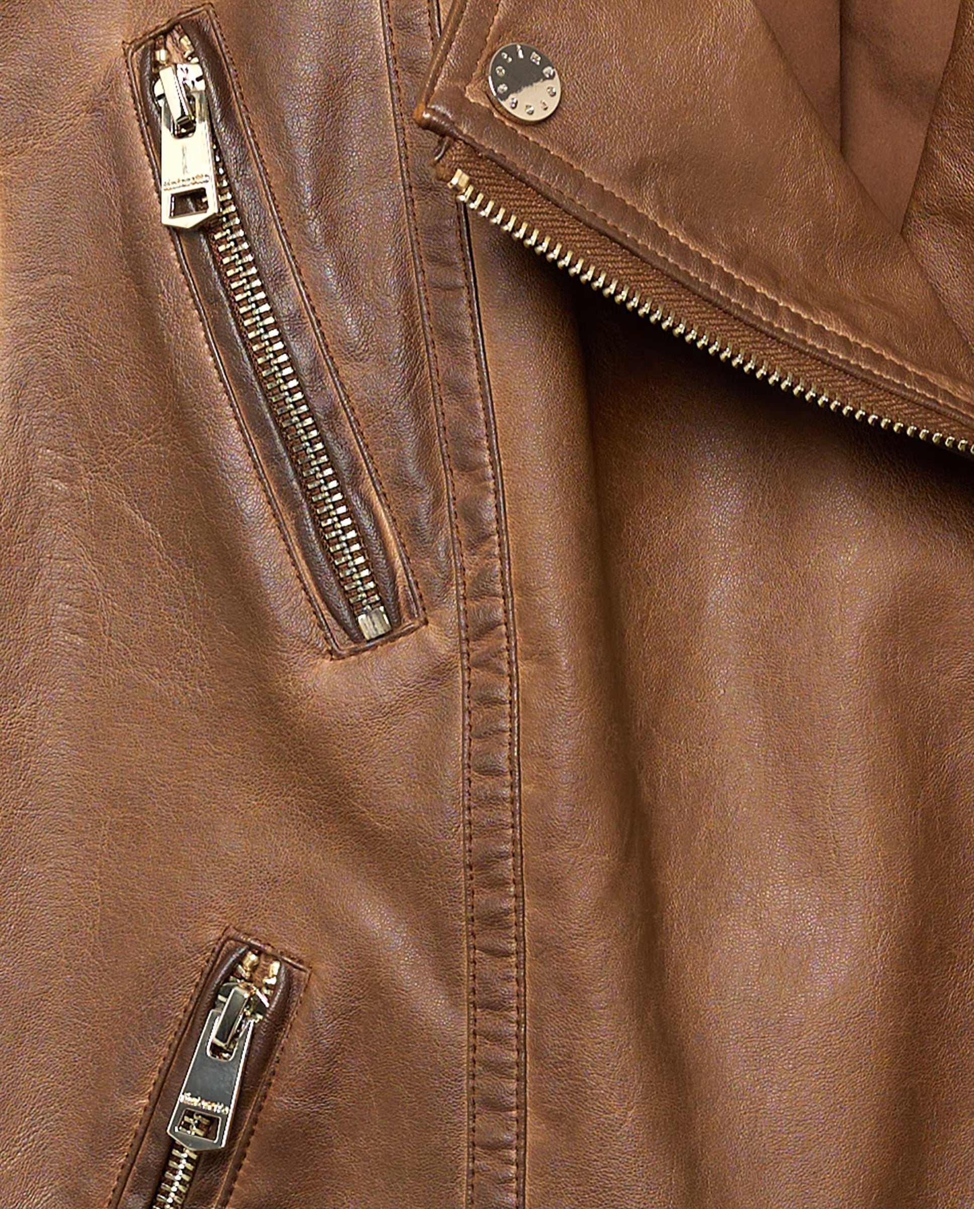 Cazadora Biker Gia Street Camel Piel Vegana