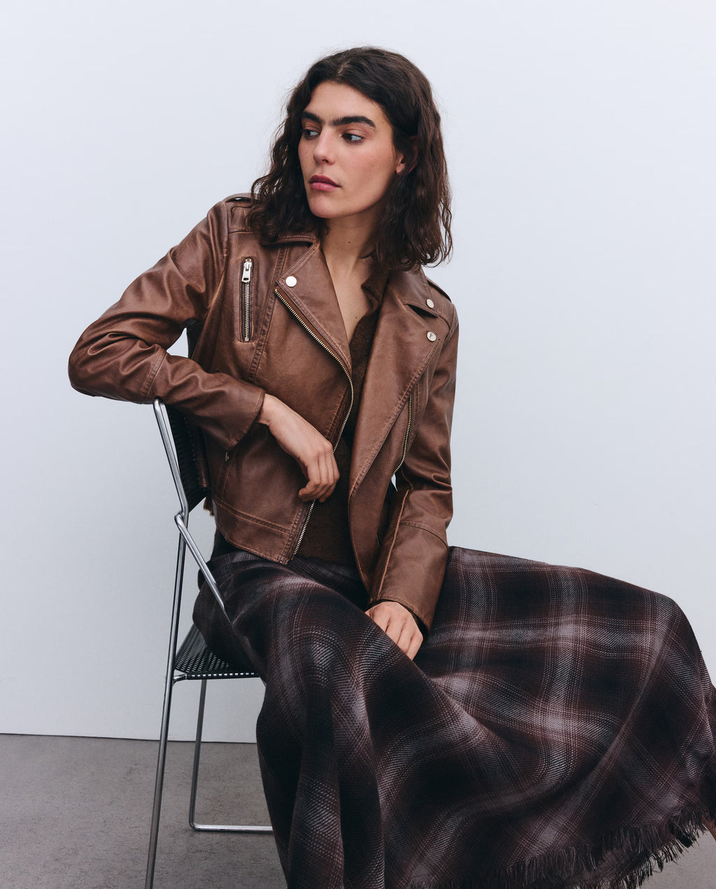 Cazadora Biker Gia Street Camel Piel Vegana