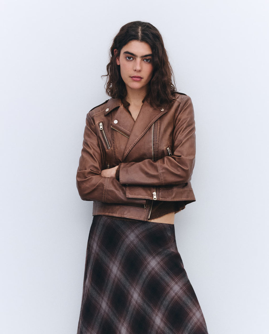 Cazadora Biker Gia Street Camel Piel Vegana