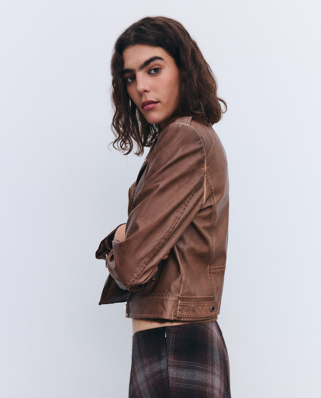 Cazadora Biker Gia Street Camel Piel Vegana