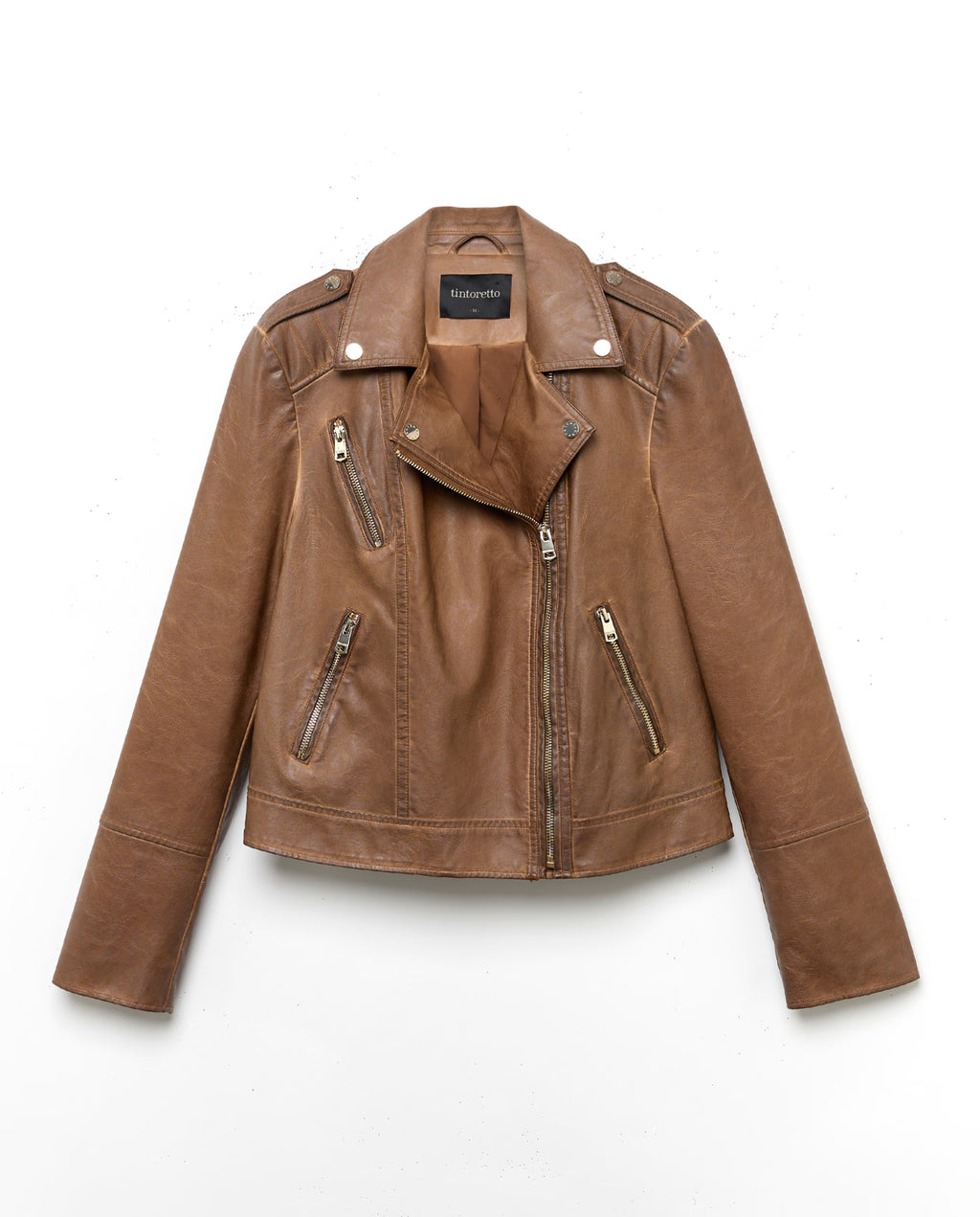 Cazadora Biker Gia Street Camel Piel Vegana