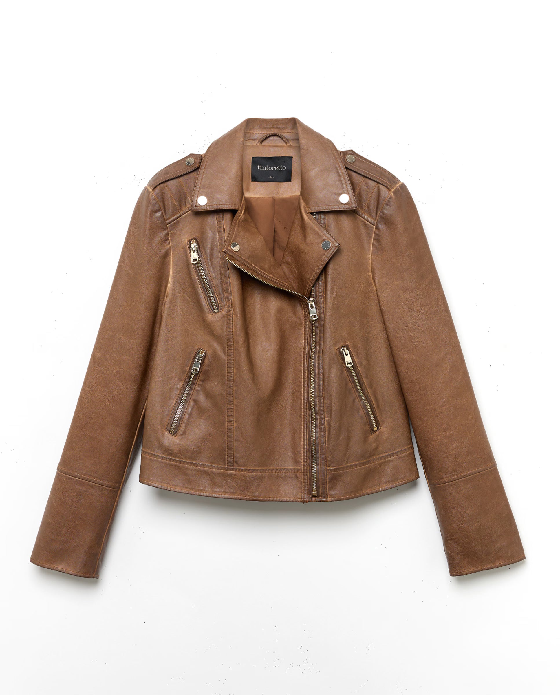 Cazadora Biker Gia Street Camel Piel Vegana