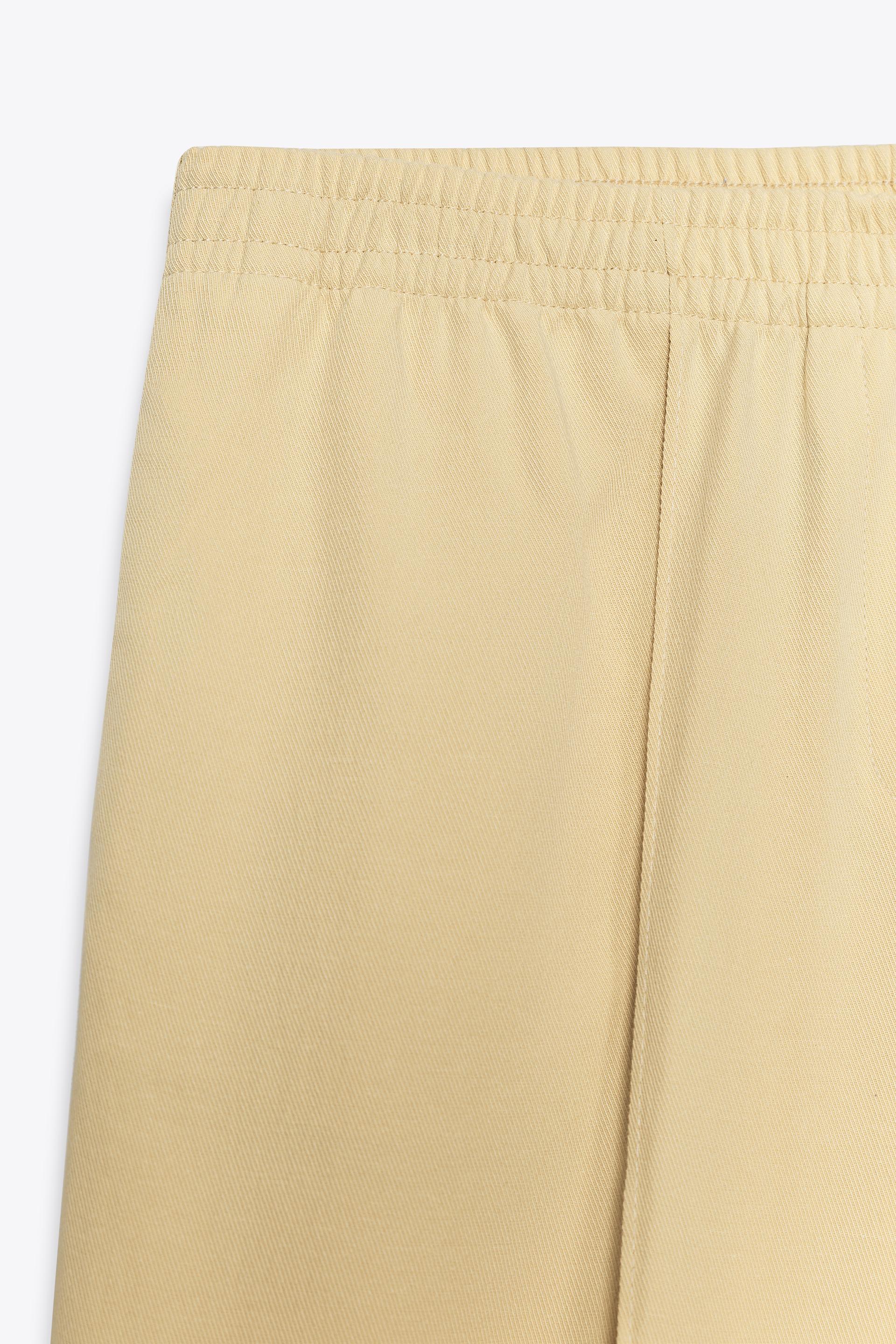 Zara Pantalón Ancho Nervio - Amarillo