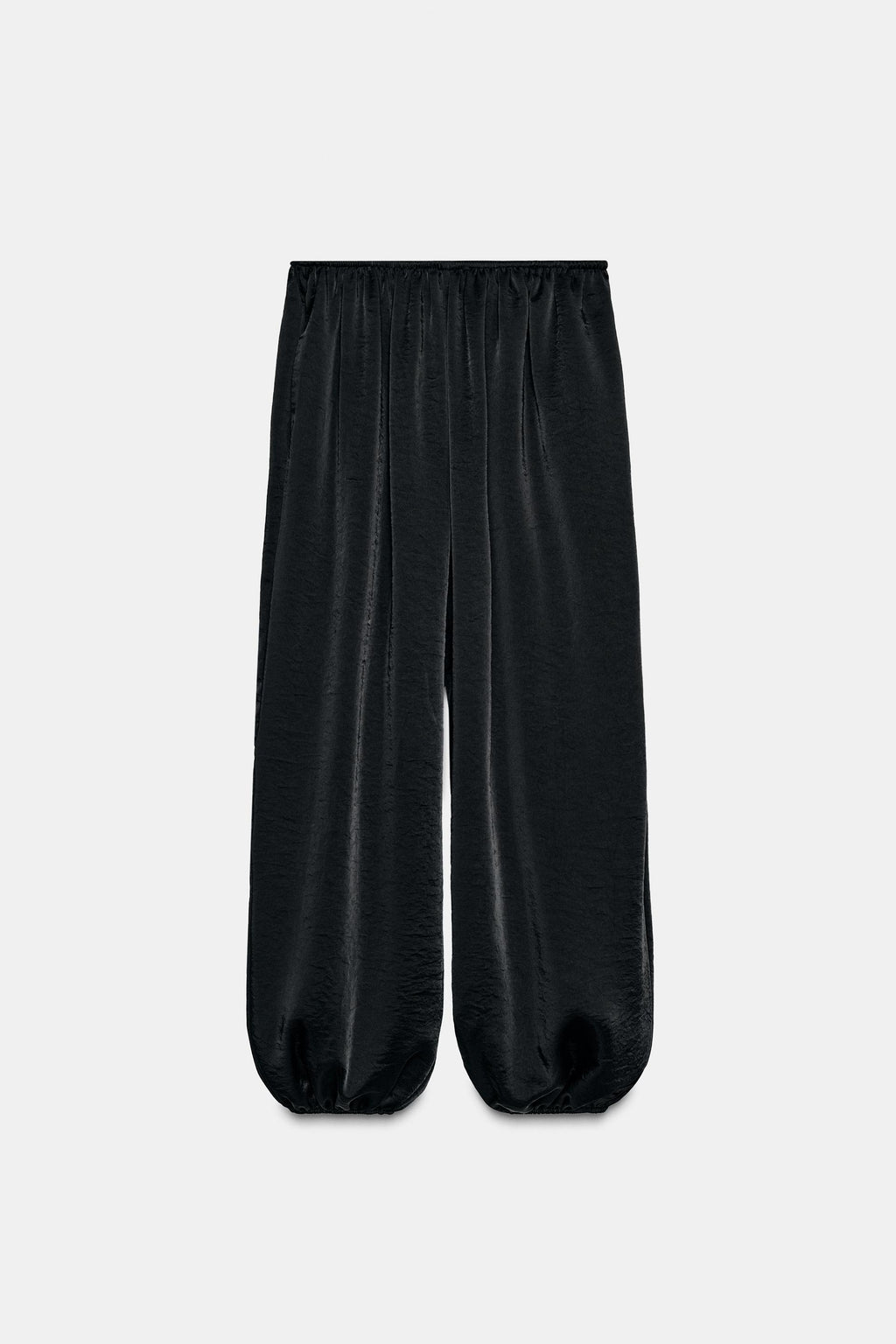 Zara Pantalón Bombacho Satinado - Negro