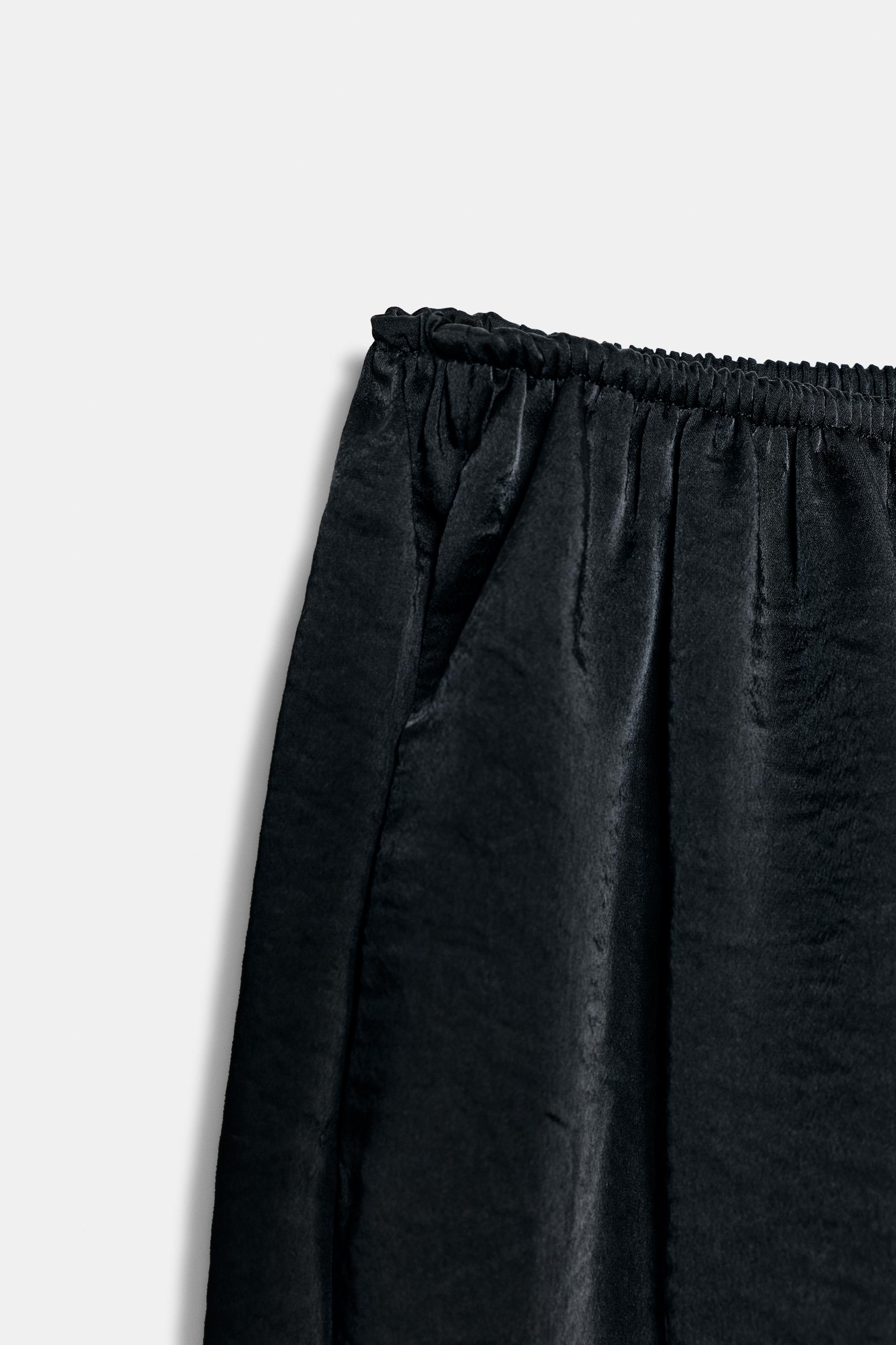 Zara Pantalón Bombacho Satinado - Negro