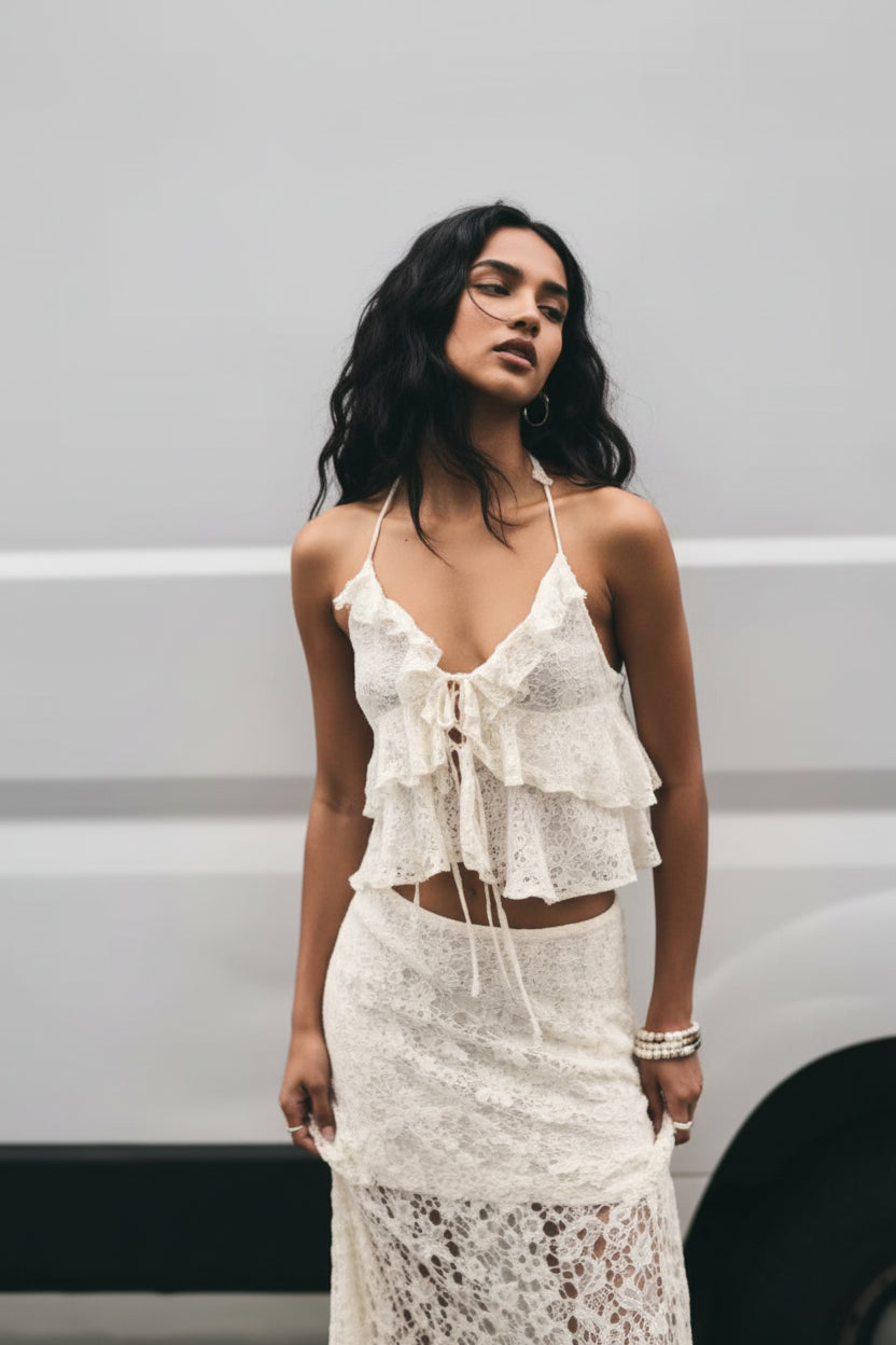 Top Volantes Lazo Blanco Pull&Bear