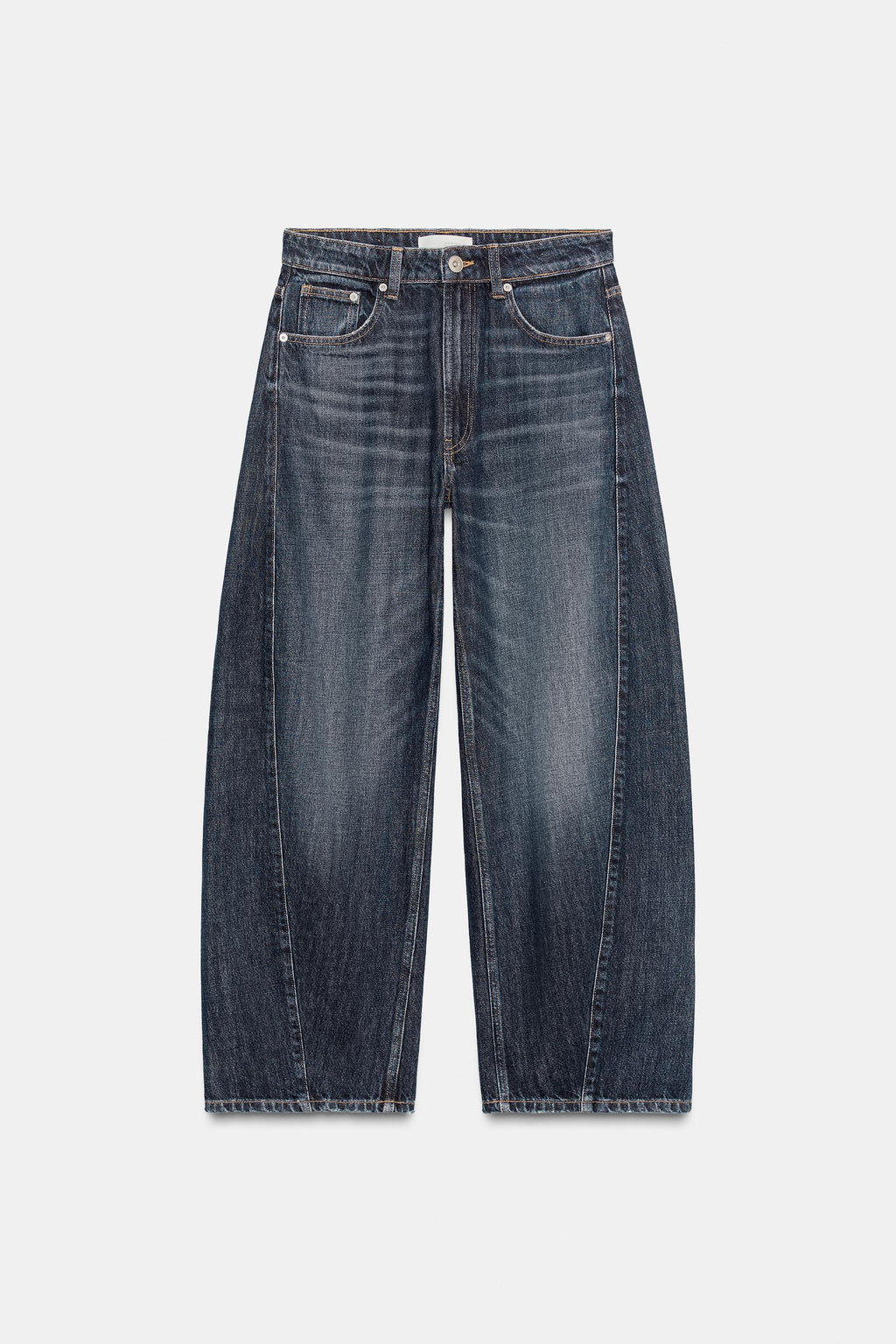 Zara Jeans TRF Baggy Barrel Tiro Medio - Marino