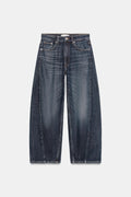 Zara Jeans TRF Baggy Barrel Tiro Medio - Marino