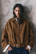 Chaqueta bomber efecto ante color marrón Pull&Bear