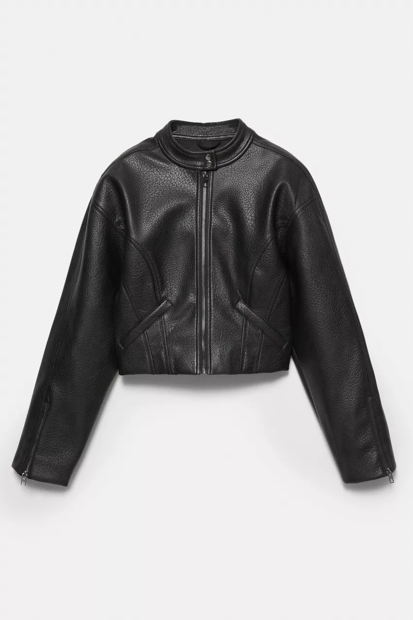 Chaqueta biker efecto piel Pull&Bear Negro