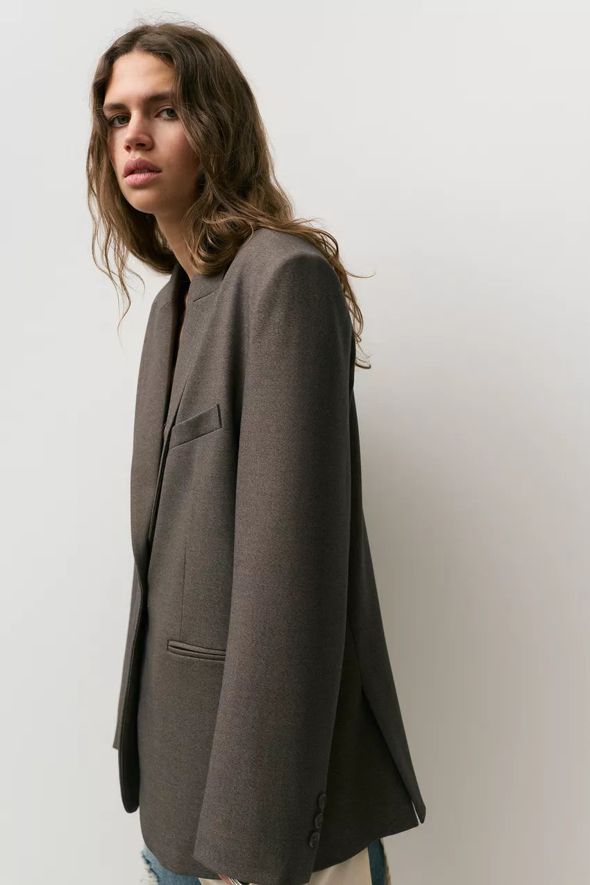 Blazer oversize marrón topo Pull&Bear