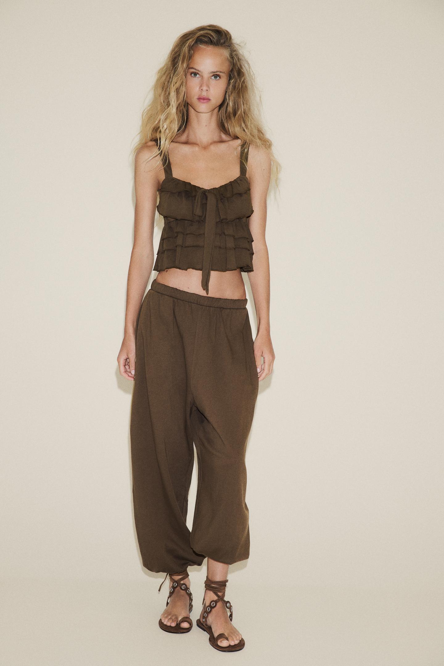 Zara Top Volantes - Marrón