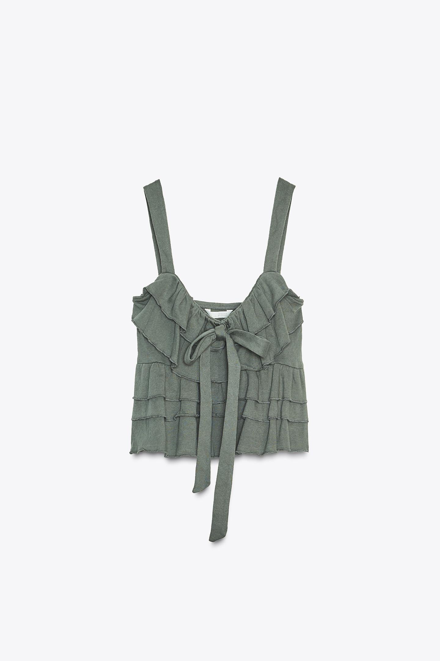 Zara Top Volantes - Verde