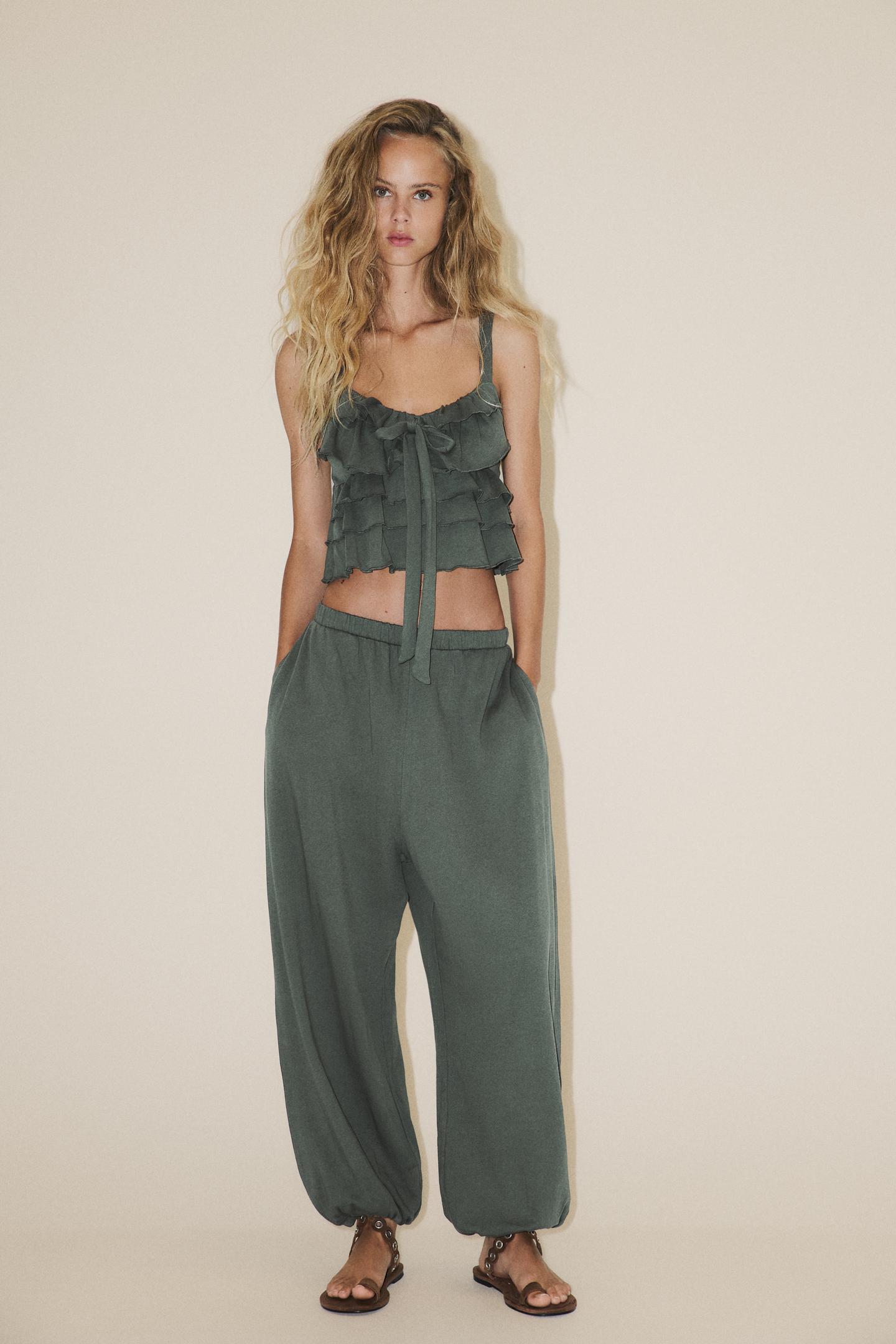 Zara Top Volantes - Verde