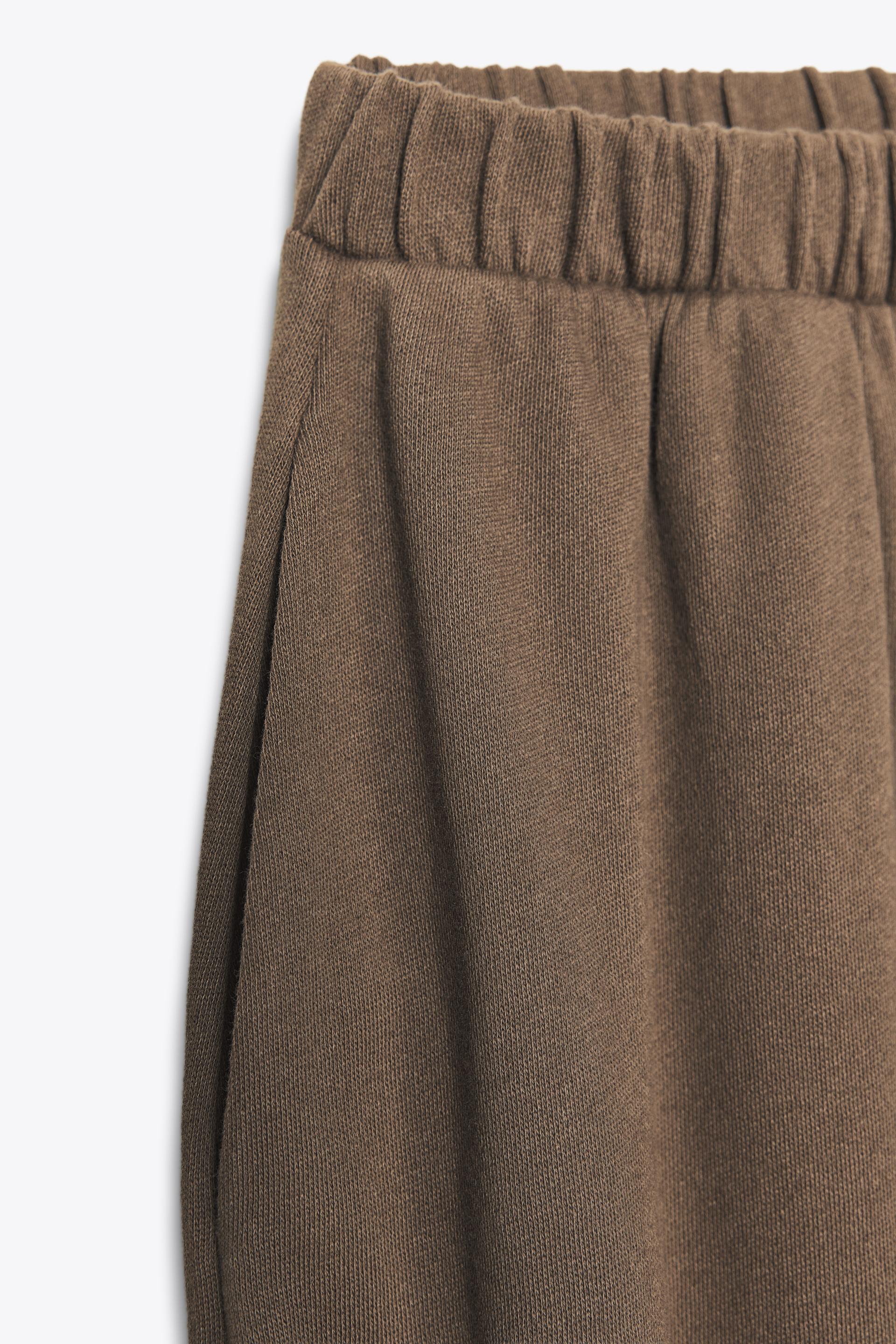 Zara Pantalón Felpa Bombacho - Marrón