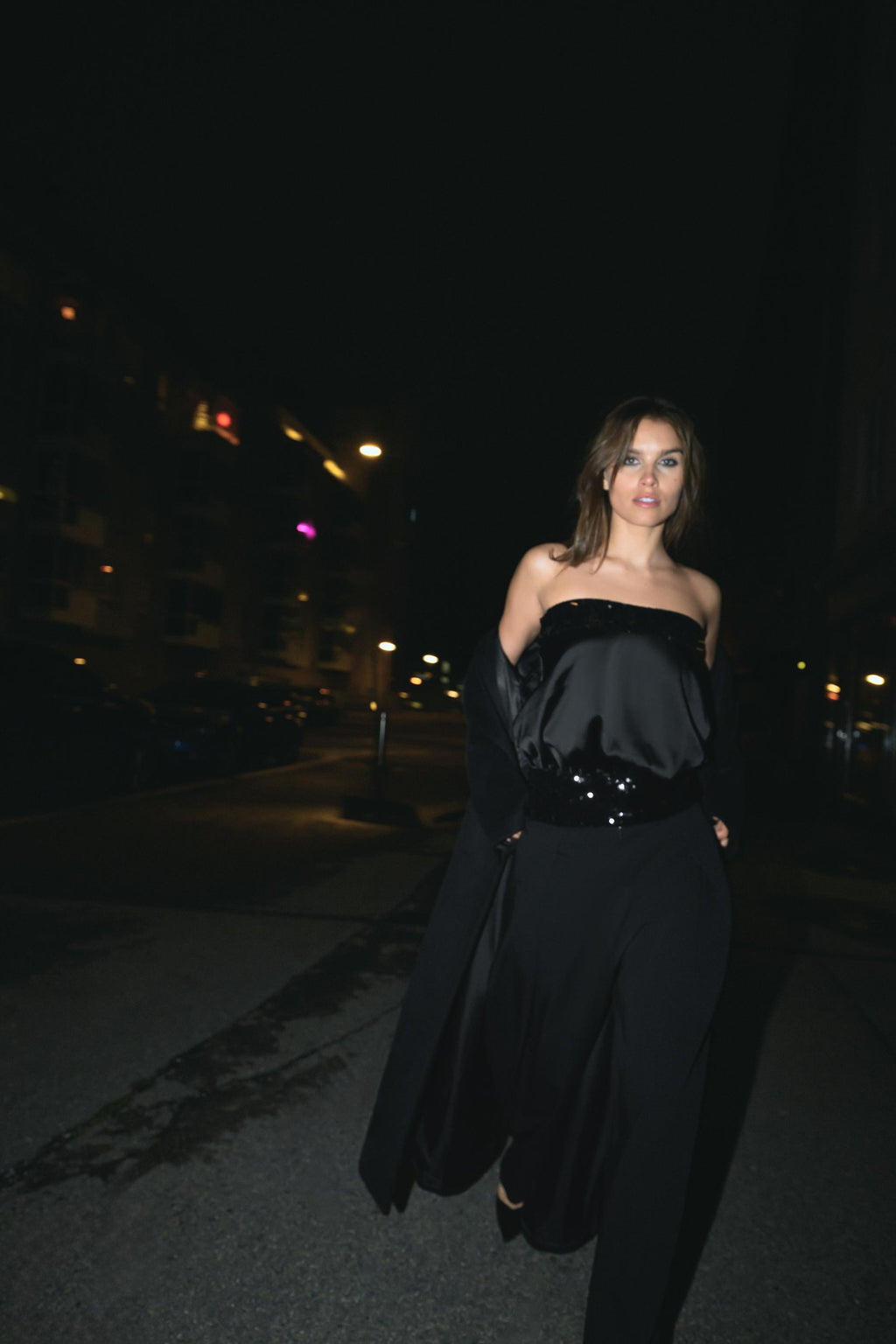 Zara Pantalón Balloon Pliegues - Negro