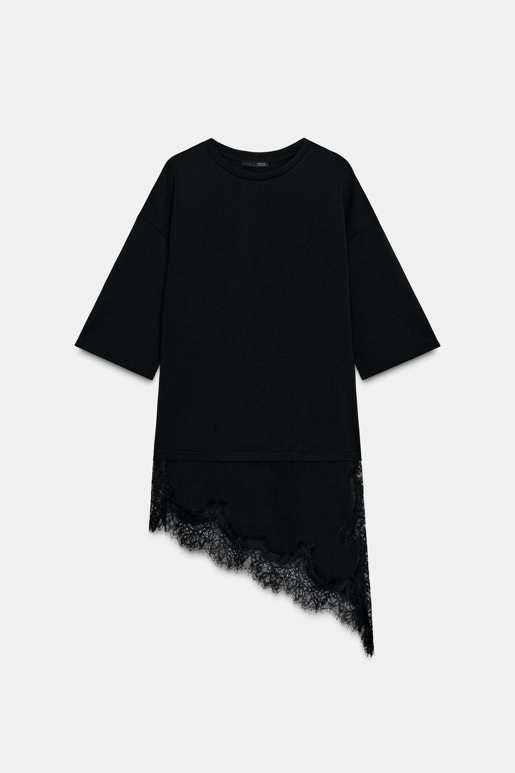 Zara Camiseta Combinada Encaje - Negro