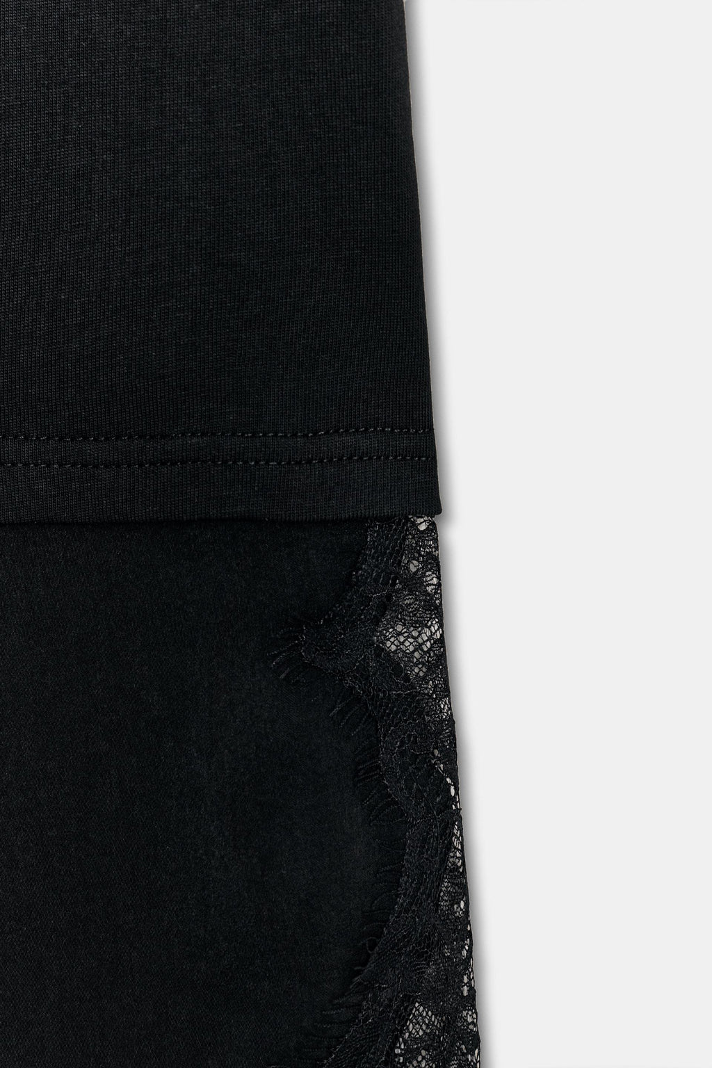 Zara Camiseta Combinada Encaje - Negro
