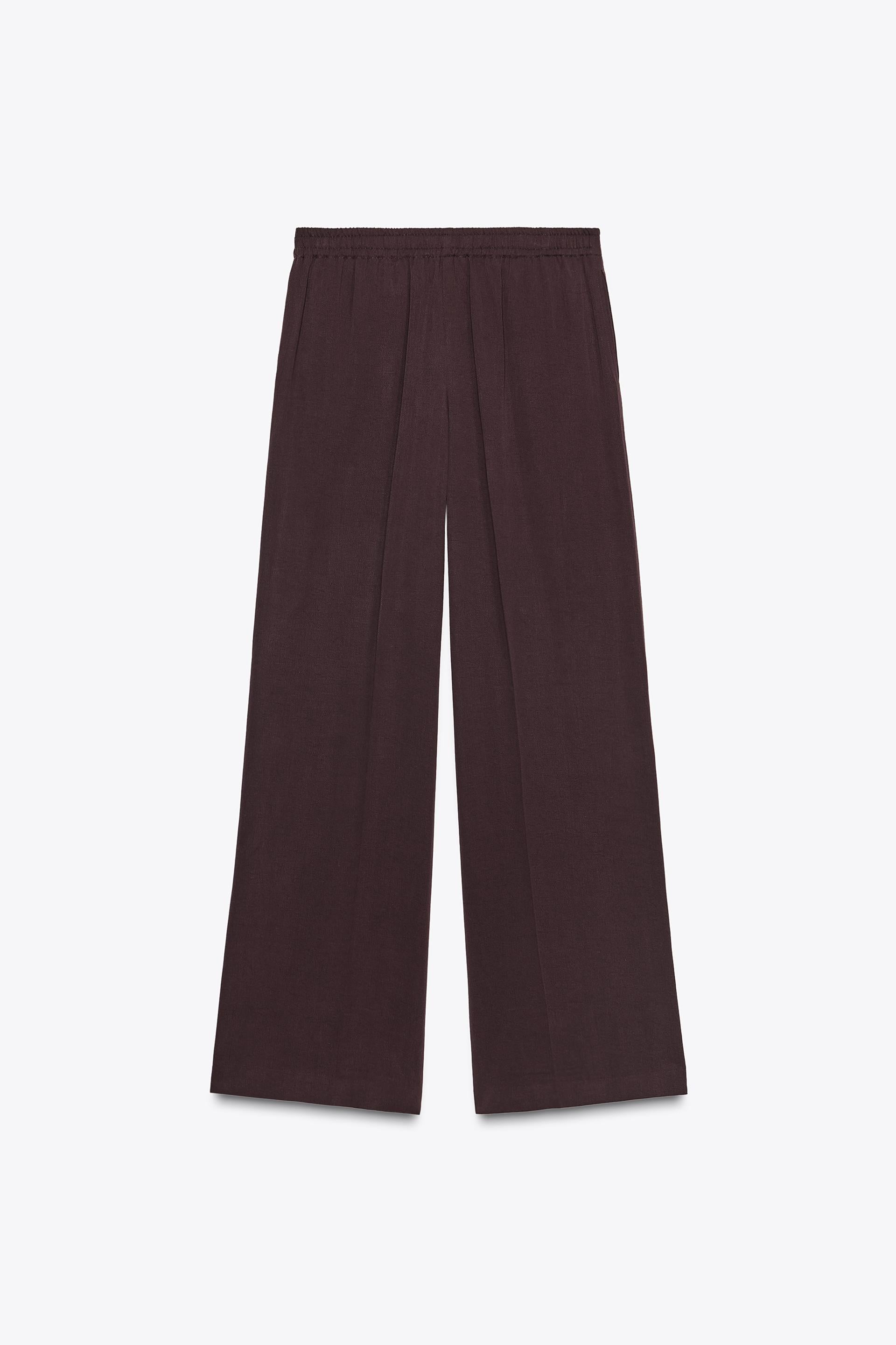 Zara Pantalón Ancho Nervio - Granate