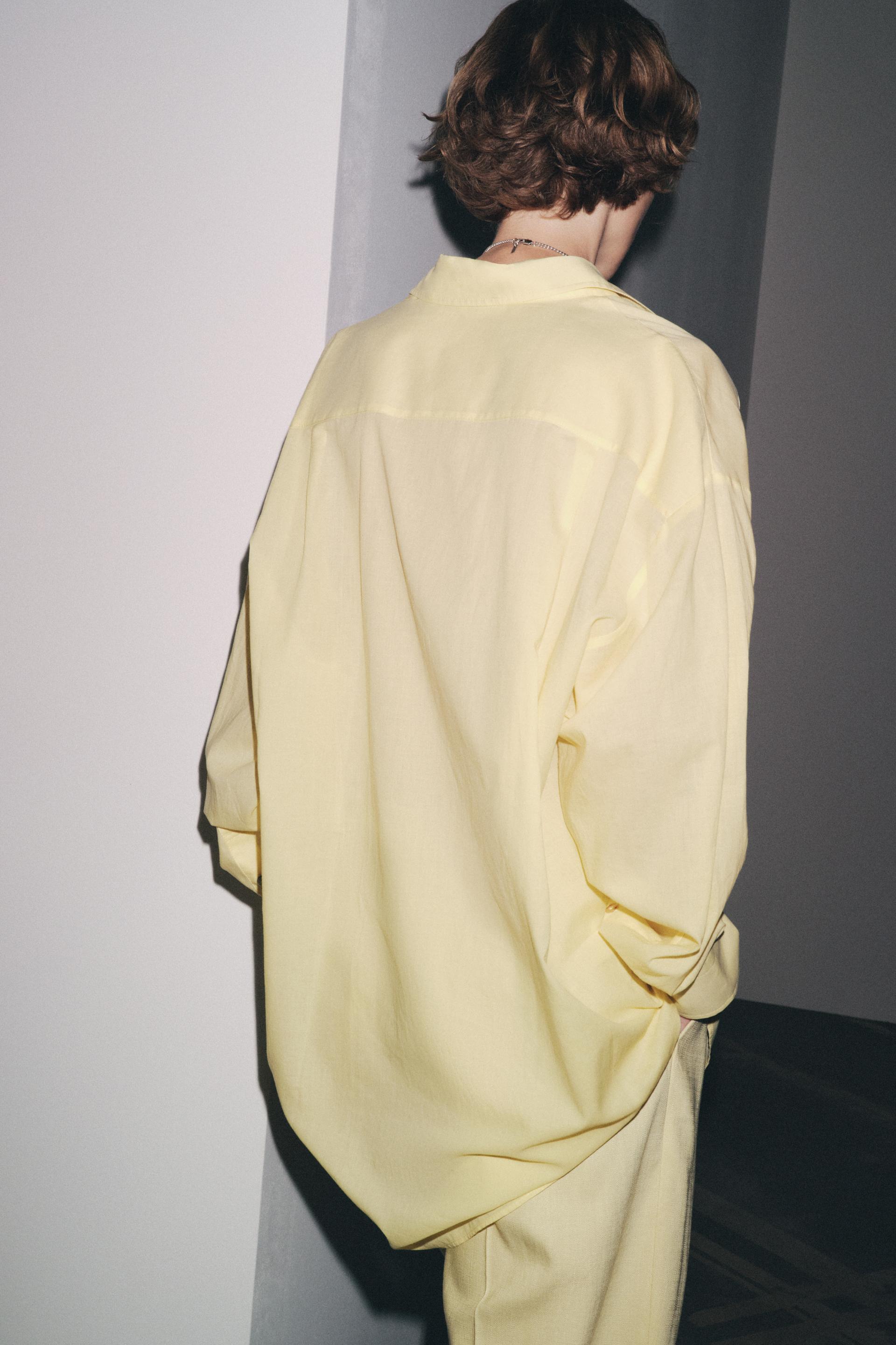 Zara Camisa Oversize ZW Collection - Amarillo Pastel