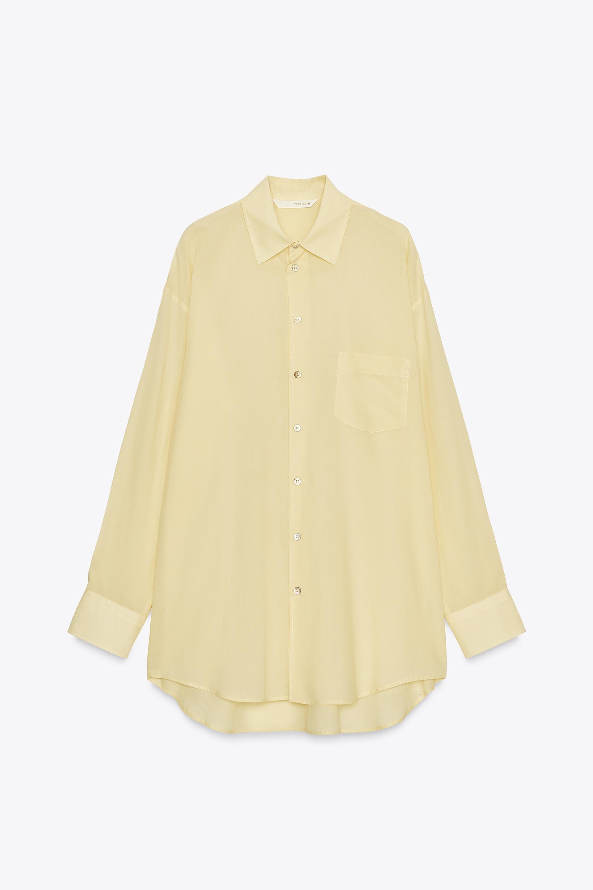 Zara Camisa Oversize ZW Collection - Amarillo Pastel