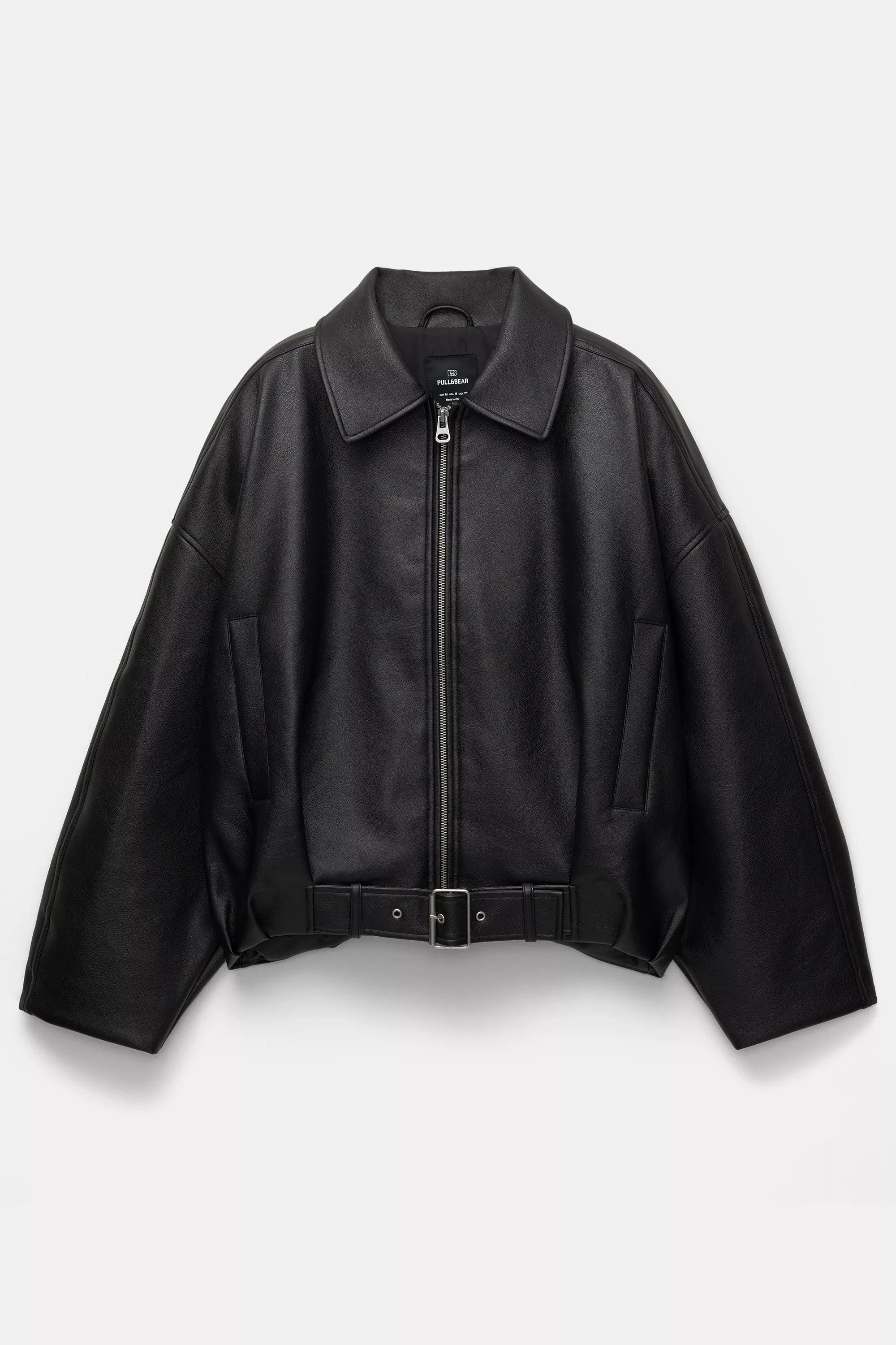 Chaqueta bomber efecto piel color negro Pull&Bear