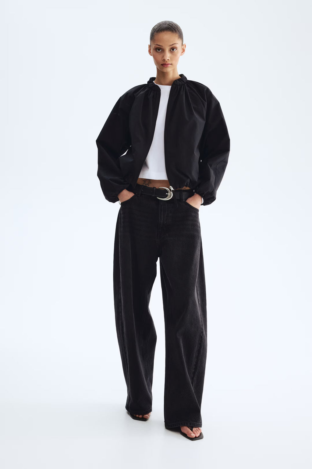 Cazadora bomber fruncida HM Negro