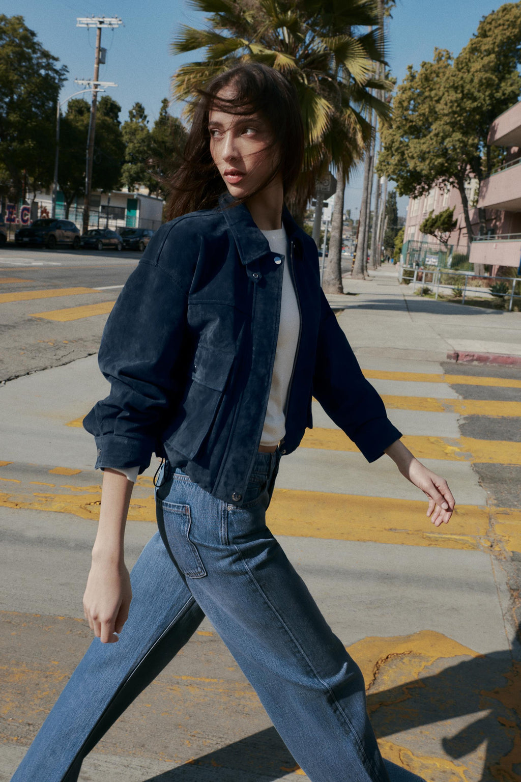 Zara Cazadora Bomber 100% Piel - Marino