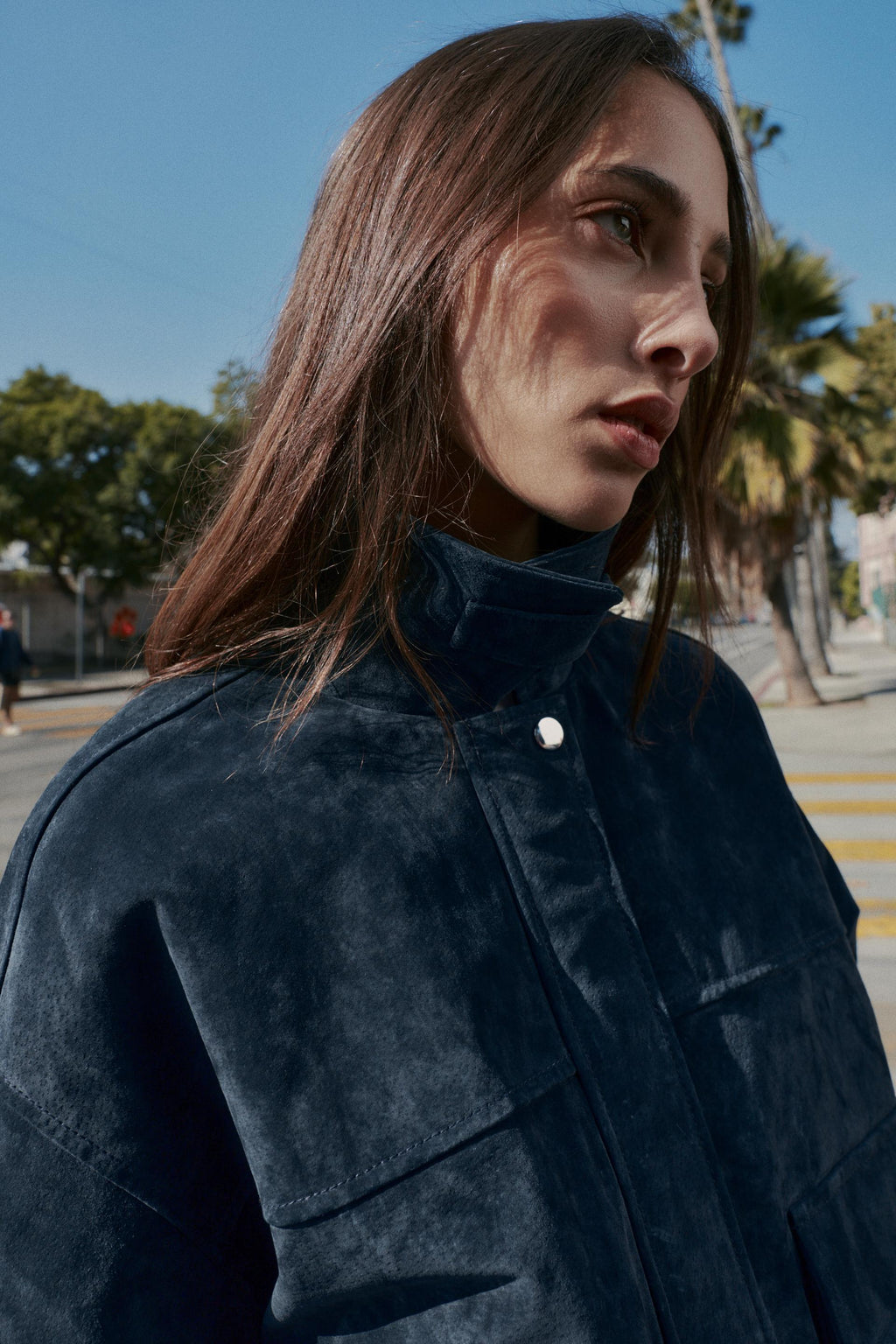 Zara Cazadora Bomber 100% Piel - Marino