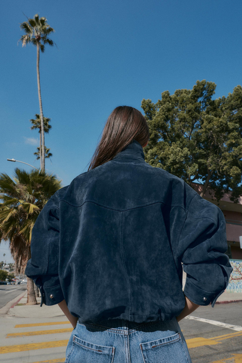 Zara Cazadora Bomber 100% Piel - Marino