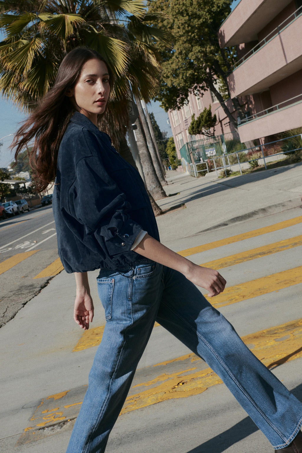 Zara Cazadora Bomber 100% Piel - Marino