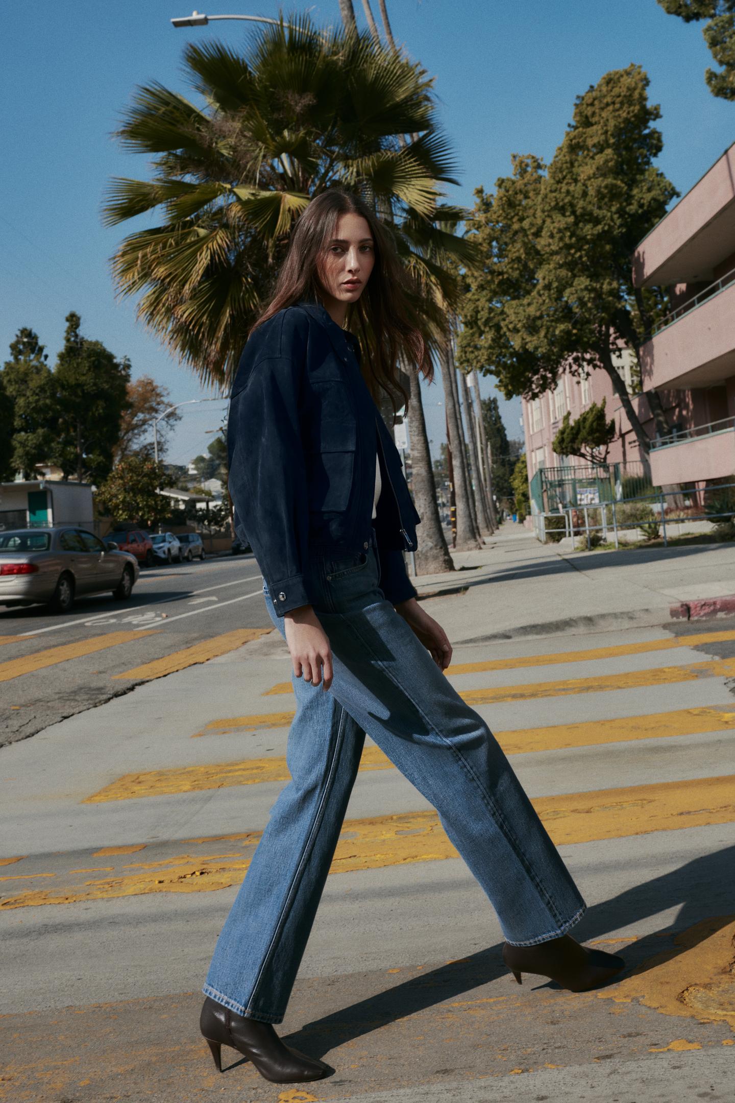 Zara Cazadora Bomber 100% Piel - Marino