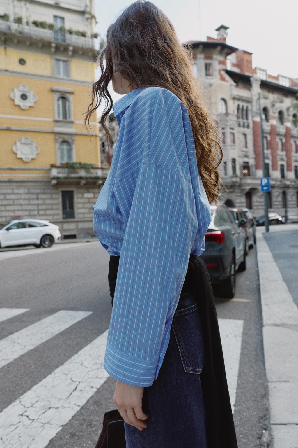 Camisa Popelín Rayas Diplomata Azul y Blanco - Zara Essential