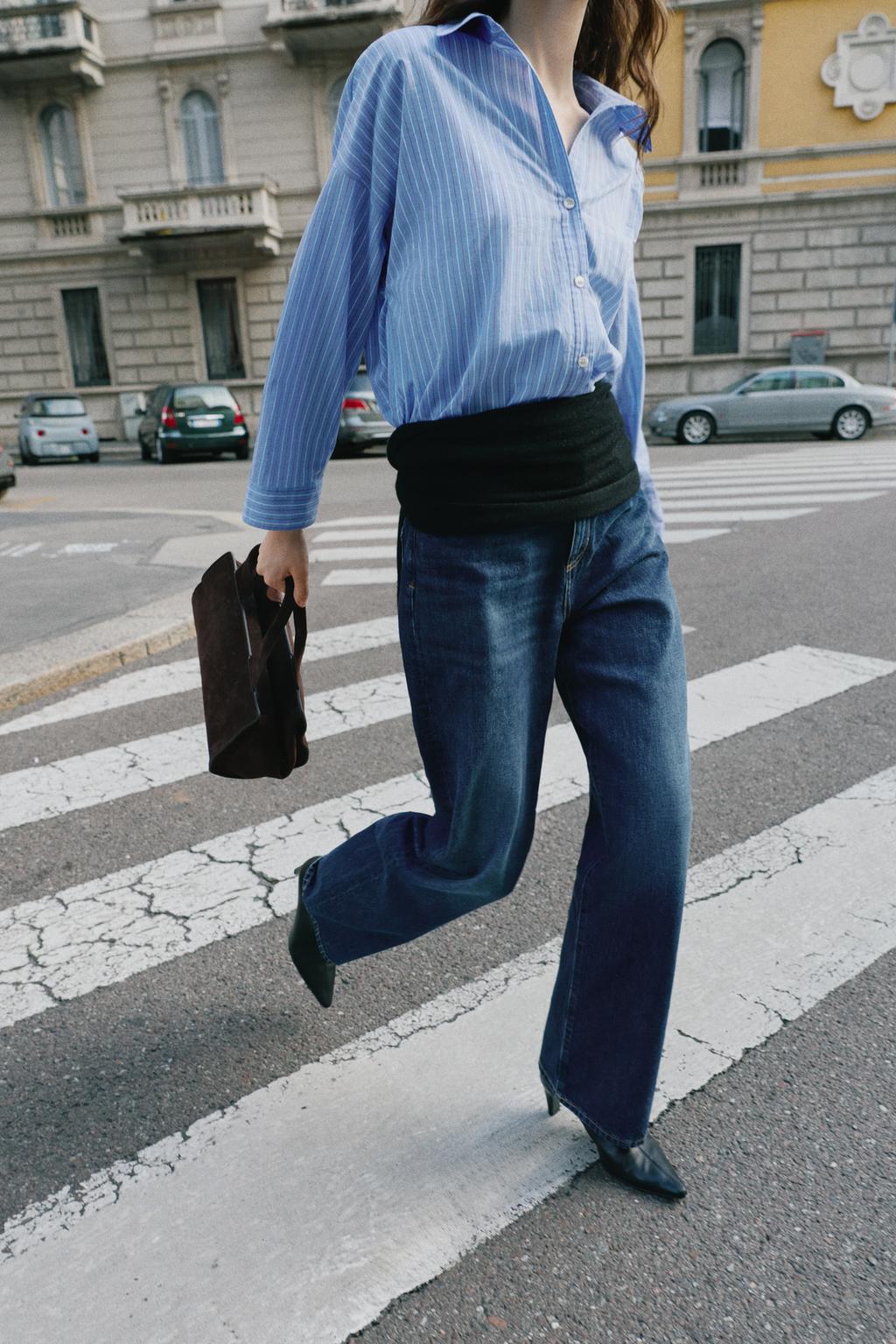 Camisa Popelín Rayas Diplomata Azul y Blanco - Zara Essential