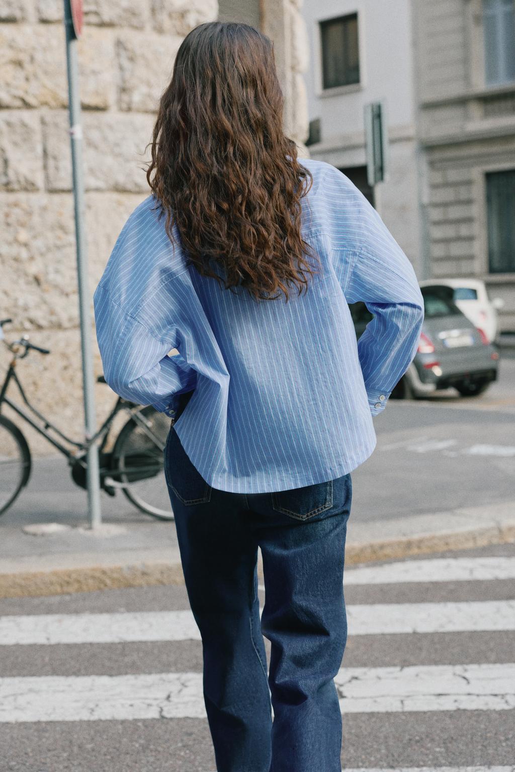 Camisa Popelín Rayas Diplomata Azul y Blanco - Zara Essential