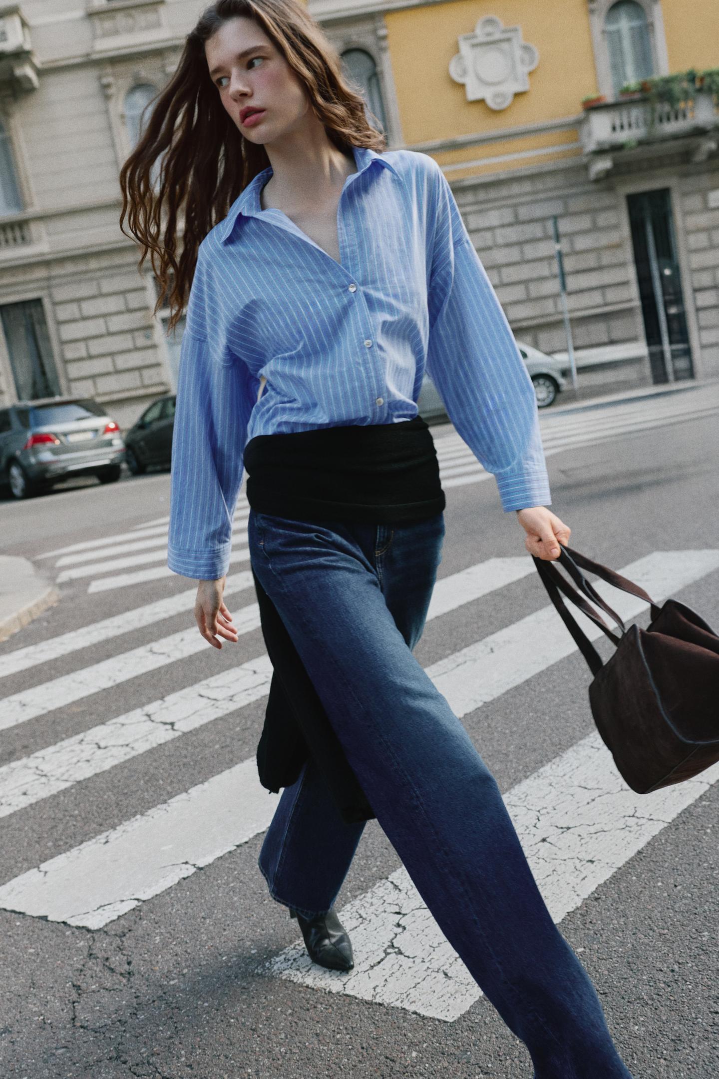 Camisa Popelín Rayas Diplomata Azul y Blanco - Zara Essential