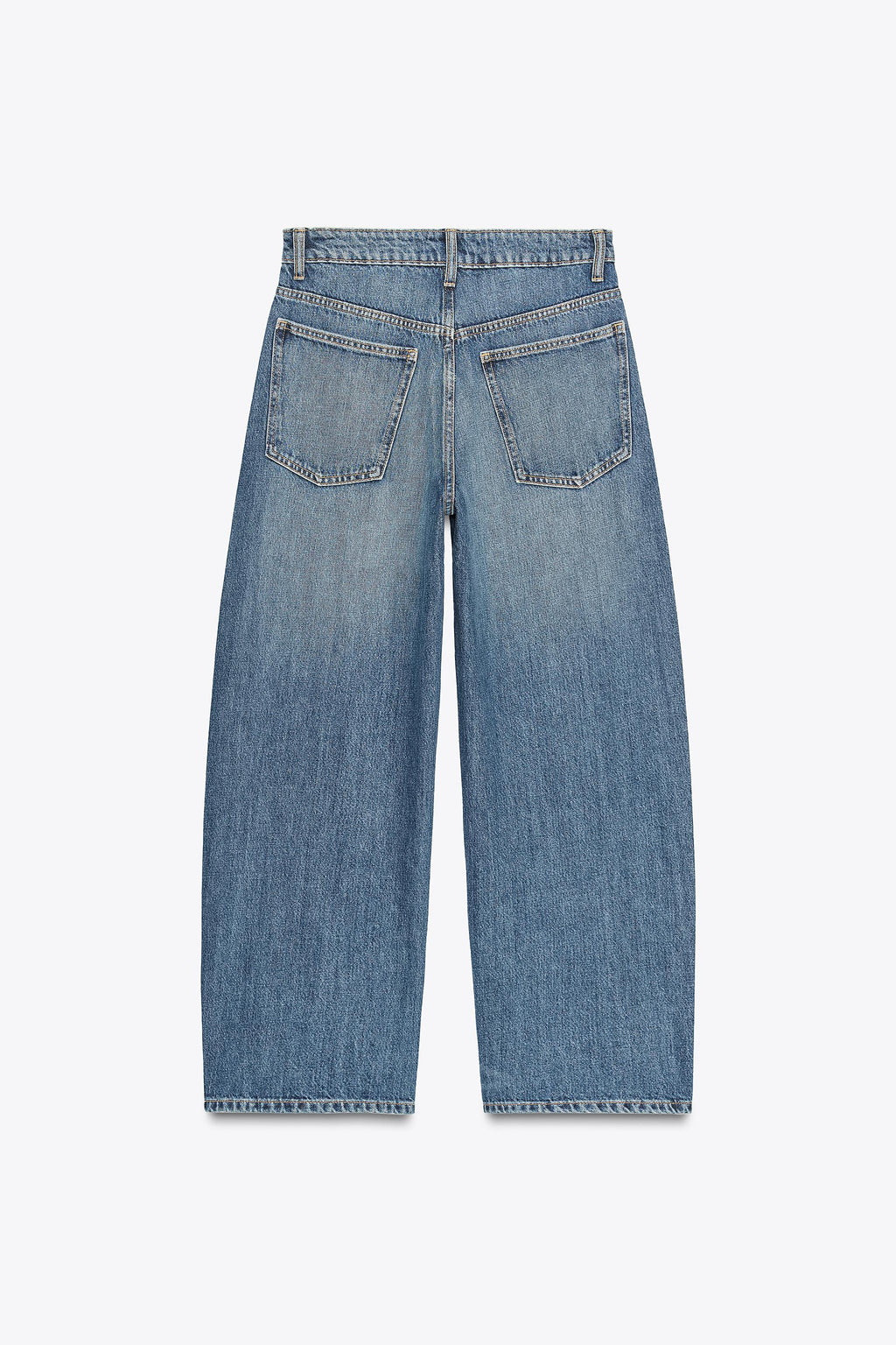 Zara Jeans TRF Baggy Barrel Tiro Medio - Azul