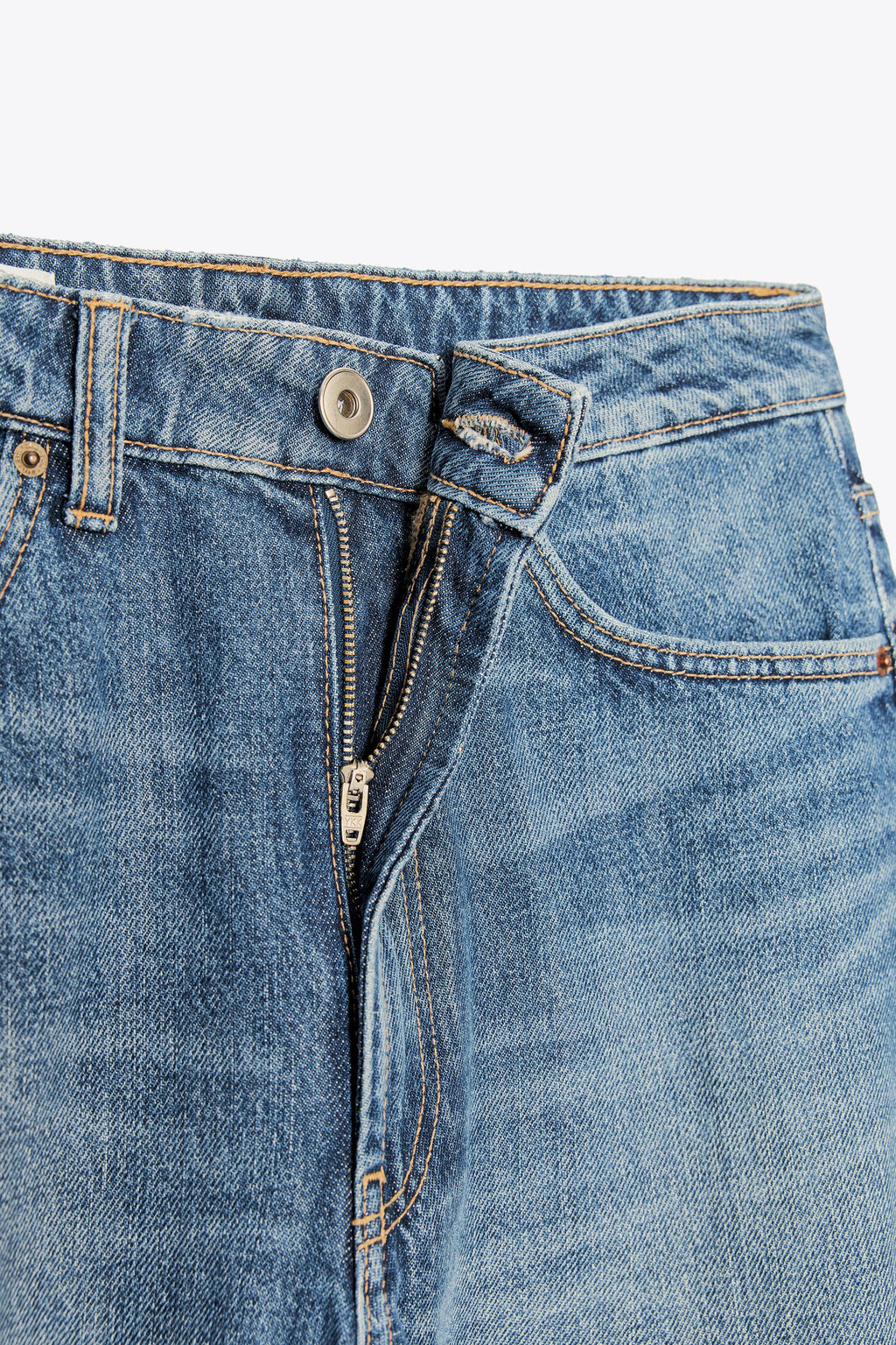 Zara Jeans TRF Baggy Barrel Tiro Medio - Azul