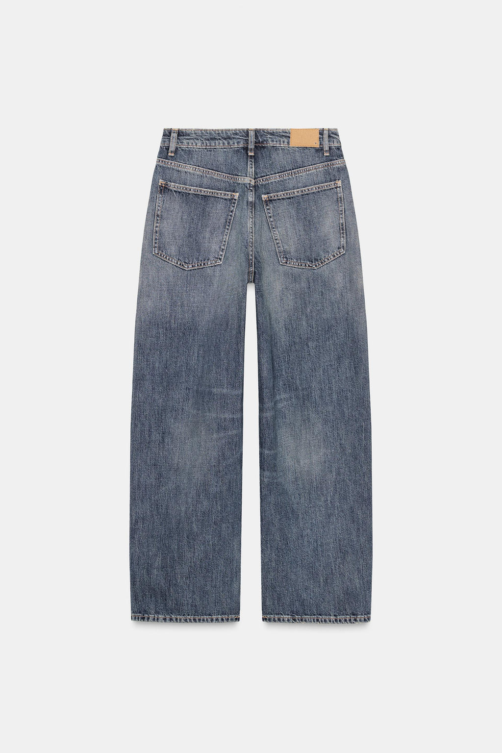 Zara Jeans TRF Baggy Barrel Tiro Medio - Azul