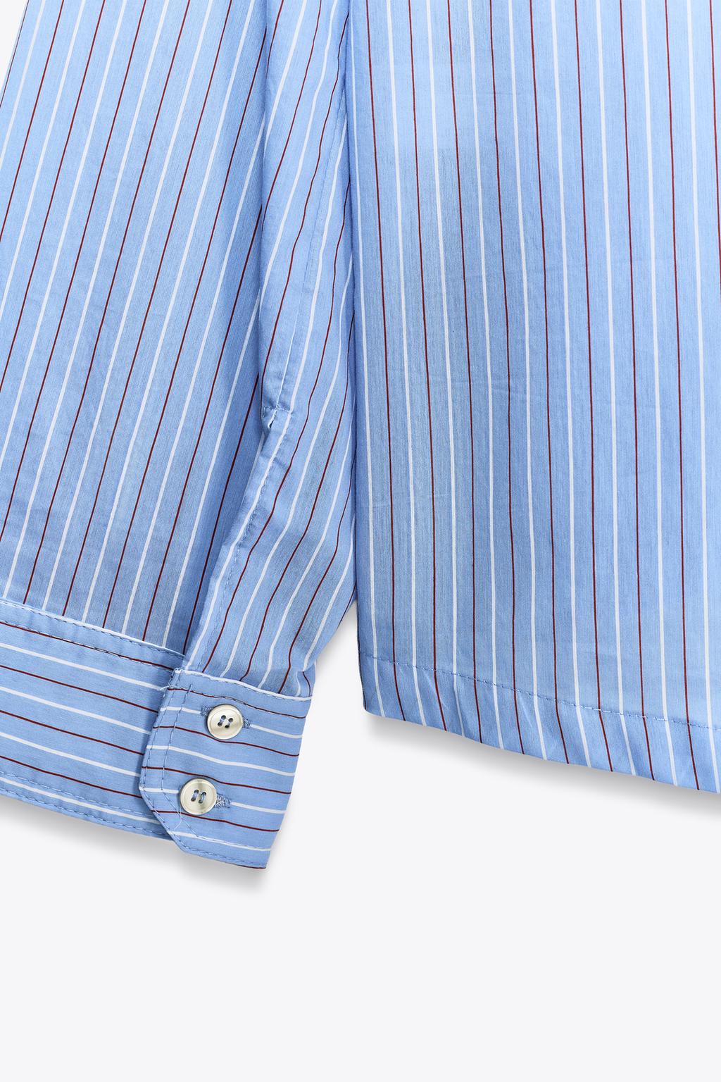 Camisa Popelín Rayas Diplomata Azul y Blanco - Zara Essential