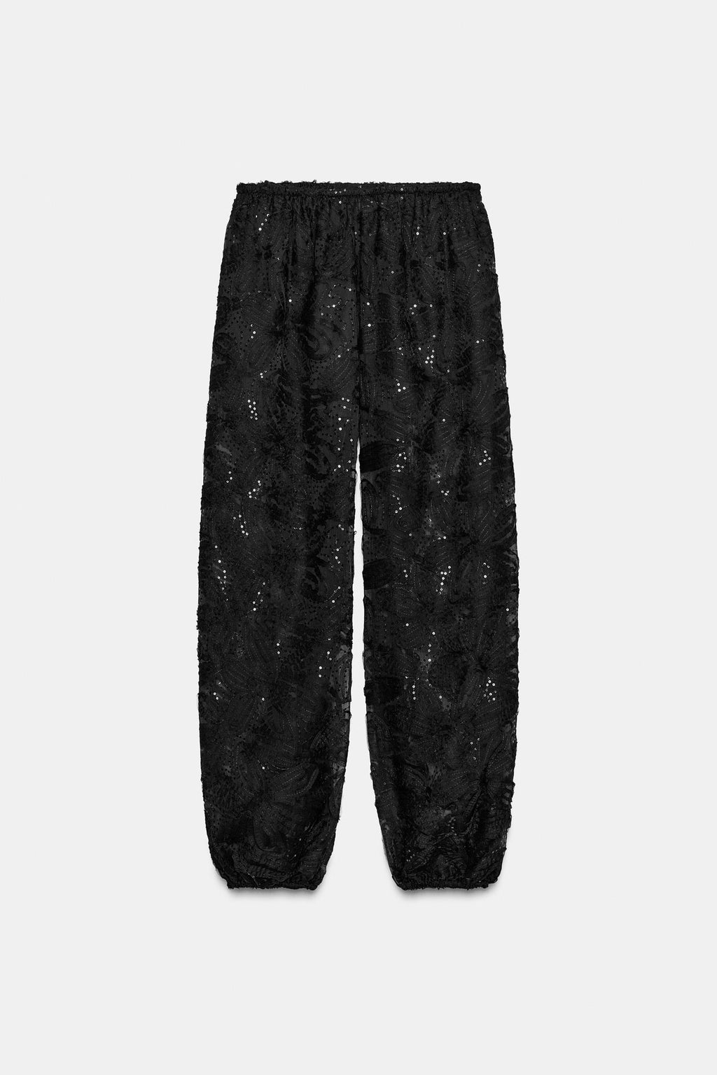 Zara Pantalón Bombacho Lentejuelas - Negro