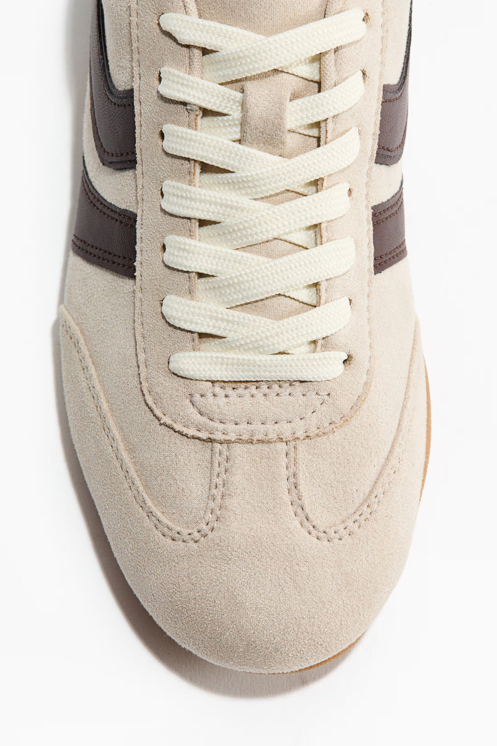 Zapatillas deportivas H&M con cordones y trabilla - Beige claro/Marrón oscuro