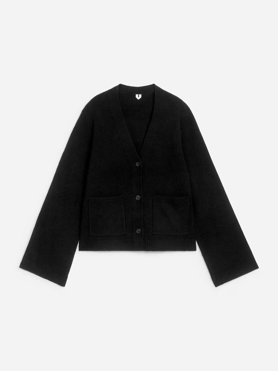 Cardigan Bruma Negro Lana Fina 100%