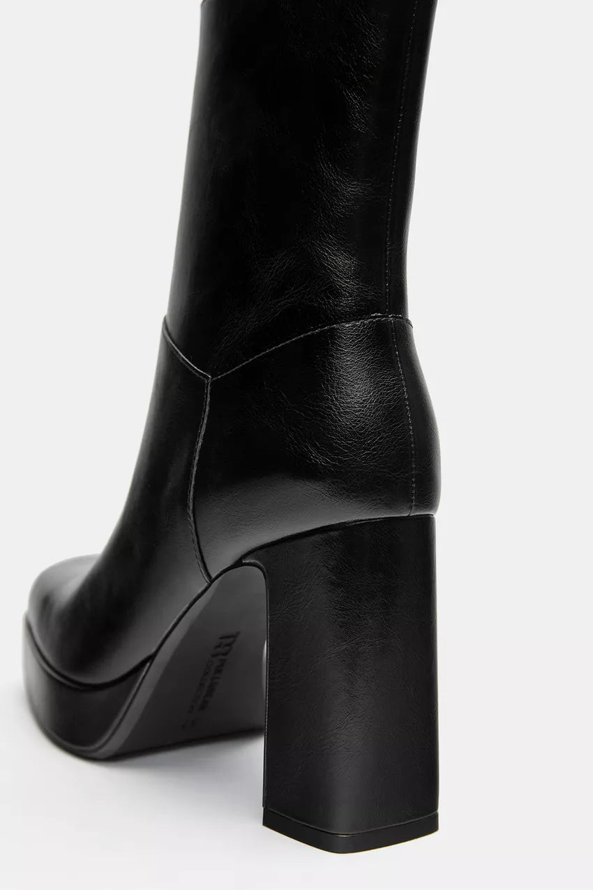 Botines tacón plataforma Pull&Bear Negro