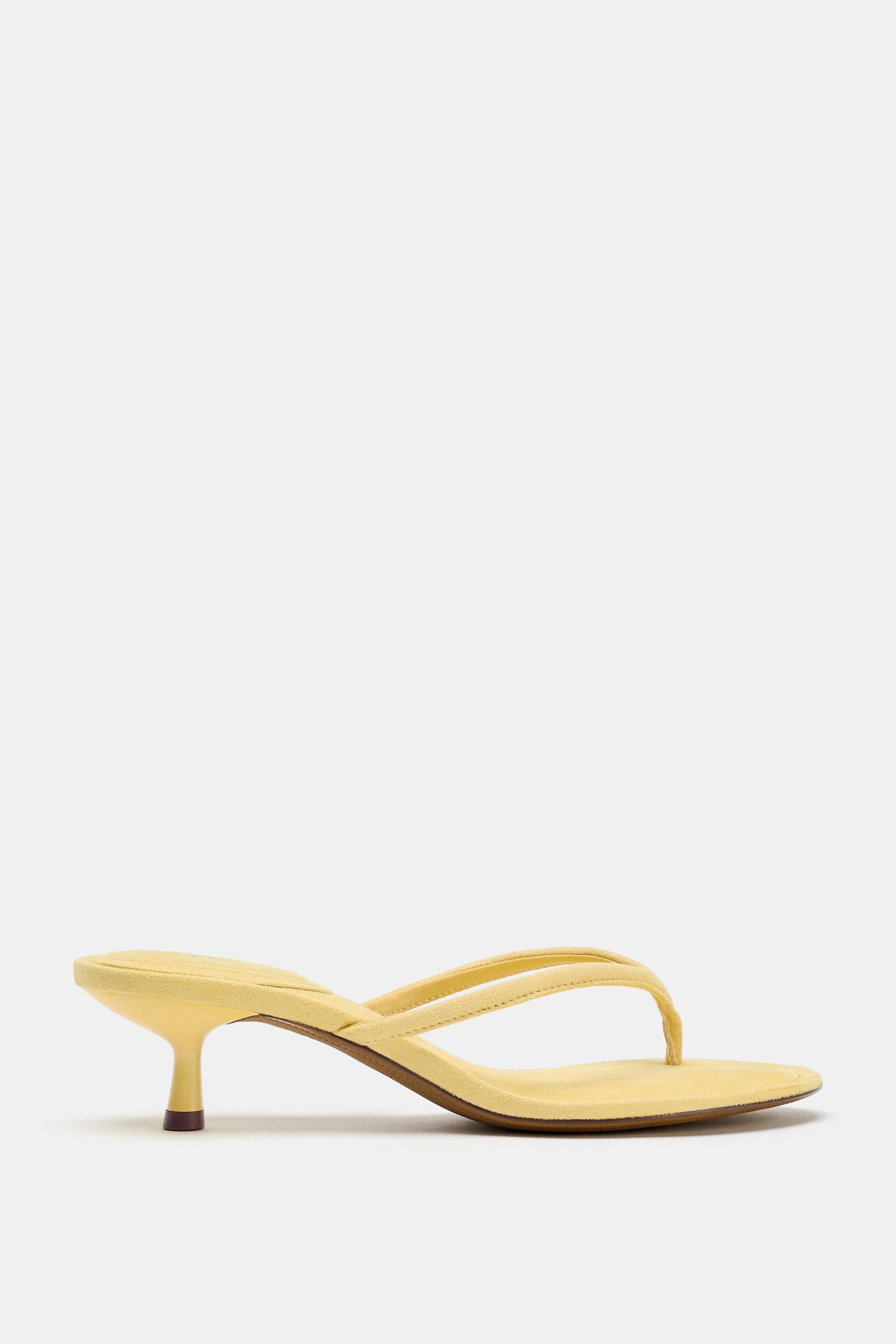 Zara Sandalia Kitten Efecto Soft - Amarillo