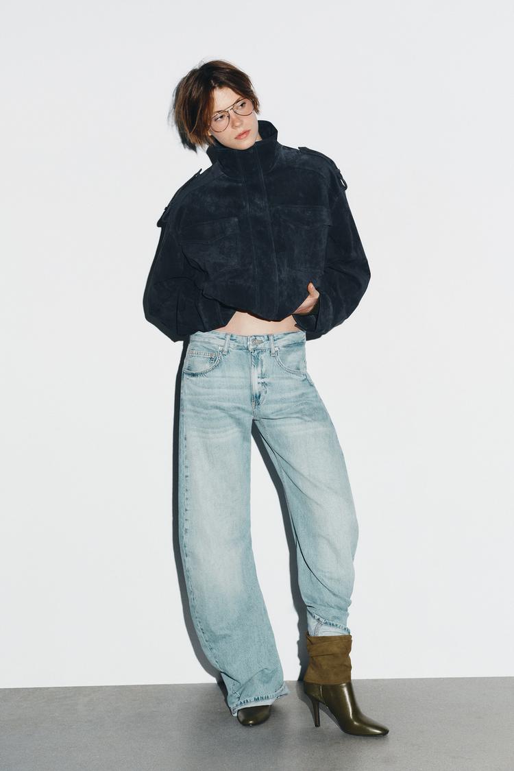 Botín de Piel Efecto Arrugado Verde Oliva