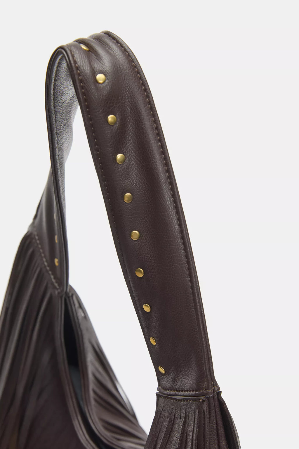 Bolso shopper con flecos marrón estilo hobo