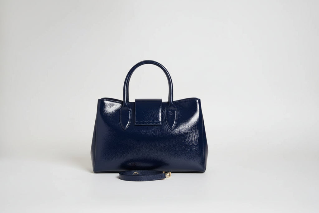 Bolso Bambú Gigi by Gia — Piel Bovina Azul Navy