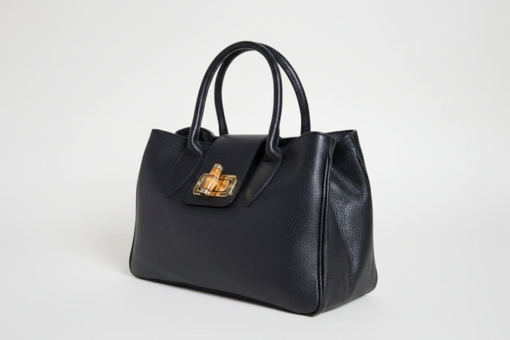 Bolso Bambú Gigi by Gia — Piel Bovina Negro