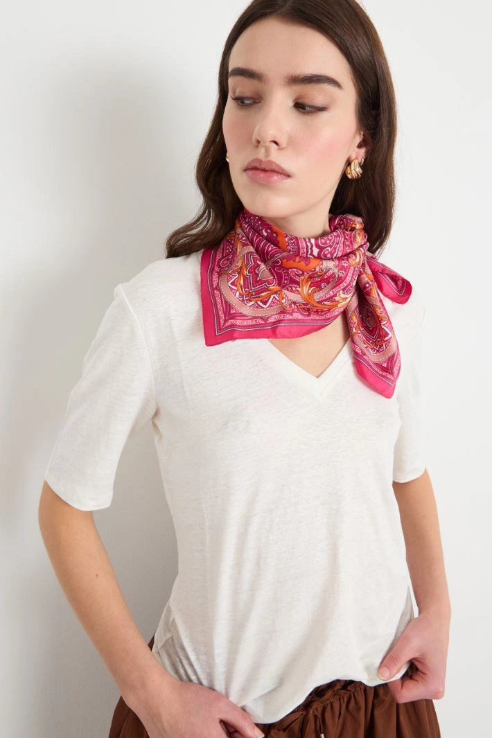 Pañuelo Foulard Gigi — Seda Italiana Rosa Fucsia